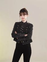 Load image into Gallery viewer, Women's Clothing Short Coat New Jeans Jacket Retro Button Design Slim Stand-up Collar Long Sleeves Denim Top Jacket Short Coat