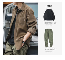 Load image into Gallery viewer, Maden Men's Shirt Casual Corduroy Long Sleeve Shirts Slim Fit Overcoat Spring Fleece Jacket Men's Clothing Retro Fashion Blouses