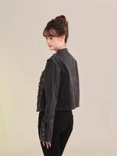 Load image into Gallery viewer, Women's Clothing Short Coat New Jeans Jacket Retro Button Design Slim Stand-up Collar Long Sleeves Denim Top Jacket Short Coat