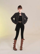 Load image into Gallery viewer, Women's Clothing Short Coat New Jeans Jacket Retro Button Design Slim Stand-up Collar Long Sleeves Denim Top Jacket Short Coat