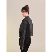 Load image into Gallery viewer, Women's Clothing Short Coat New Jeans Jacket Retro Button Design Slim Stand-up Collar Long Sleeves Denim Top Jacket Short Coat
