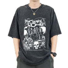 Load image into Gallery viewer, Mens Clothes My Chemical Romance Punk Band Casual Washed Short Sleeved Round Neck Y2k Tshirt Men Clothing New in Top Tees