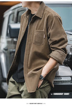 Load image into Gallery viewer, Maden Men's Shirt Casual Corduroy Long Sleeve Shirts Slim Fit Overcoat Spring Fleece Jacket Men's Clothing Retro Fashion Blouses