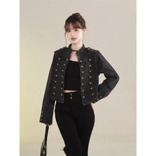 Load image into Gallery viewer, Women's Clothing Short Coat New Jeans Jacket Retro Button Design Slim Stand-up Collar Long Sleeves Denim Top Jacket Short Coat