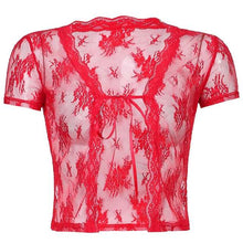 Load image into Gallery viewer, Women's Vintage Y2K Lace Crop Top Short Sleeve