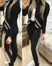 Load image into Gallery viewer, women's tracksuit 2 Piece Set Zipper Jacket + Long Pants