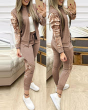 Load image into Gallery viewer, women's tracksuit 2 Piece Set Zipper Jacket + Long Pants