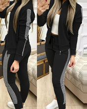 Load image into Gallery viewer, women's tracksuit 2 Piece Set Zipper Jacket + Long Pants