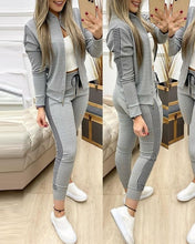Load image into Gallery viewer, women's tracksuit 2 Piece Set Zipper Jacket + Long Pants