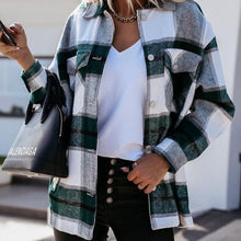 Load image into Gallery viewer, Women Plaid Long Sleeve Button Up Shirt