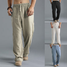 Load image into Gallery viewer, Mens Summer Casual Cotton Linen Loose Drawstring Yoga Pants Trousers  Men Clothing  Pantalones De Hombre Mens Pants
