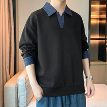 Load image into Gallery viewer, Men's Clothing Sweatshirts for Spring Autumn Two Pieces of Trendy Loose New Style Lapels Handsome Casual Long-sleeved Tops
