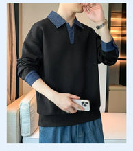 Load image into Gallery viewer, Men's Clothing Sweatshirts for Spring Autumn Two Pieces of Trendy Loose New Style Lapels Handsome Casual Long-sleeved Tops
