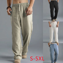 Load image into Gallery viewer, Mens Summer Casual Cotton Linen Loose Drawstring Yoga Pants Trousers  Men Clothing  Pantalones De Hombre Mens Pants
