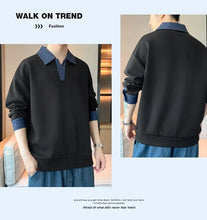 Load image into Gallery viewer, Men's Clothing Sweatshirts for Spring Autumn Two Pieces of Trendy Loose New Style Lapels Handsome Casual Long-sleeved Tops
