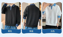 Load image into Gallery viewer, Men's Clothing Sweatshirts for Spring Autumn Two Pieces of Trendy Loose New Style Lapels Handsome Casual Long-sleeved Tops
