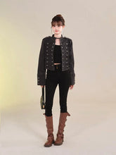 Load image into Gallery viewer, Women's Clothing Short Coat New Jeans Jacket Retro Button Design Slim Stand-up Collar Long Sleeves Denim Top Jacket Short Coat
