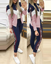 Load image into Gallery viewer, women's tracksuit 2 Piece Set Zipper Jacket + Long Pants
