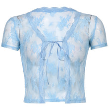 Load image into Gallery viewer, Women's Vintage Y2K Lace Crop Top Short Sleeve
