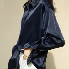 Load image into Gallery viewer, Button Up Satin Silk Shirt Vintage Blouse Women's Long Sleeves
